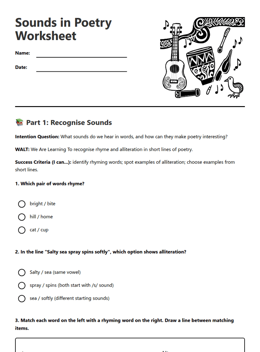 Sounds in Poetry Worksheet
