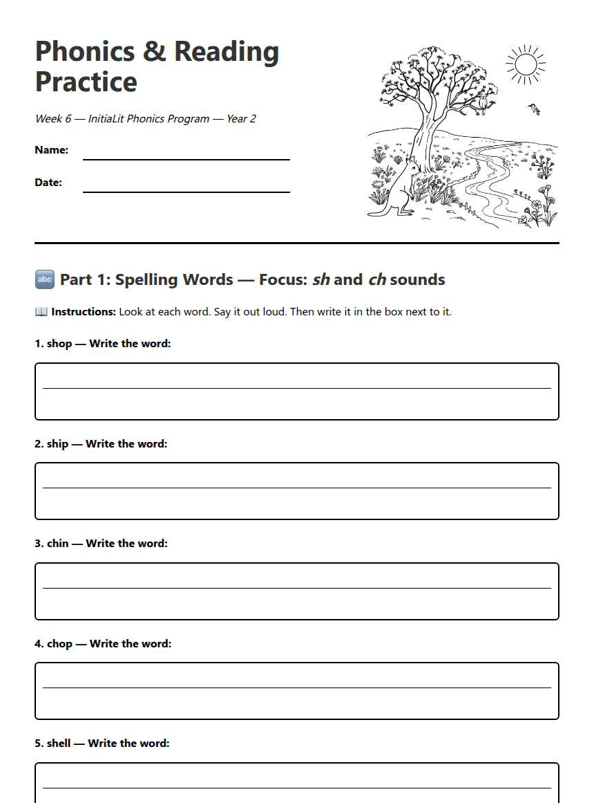 Phonics & Reading Practice worksheet preview