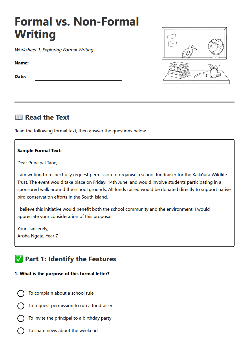 Formal vs. Non-Formal Writing worksheet preview