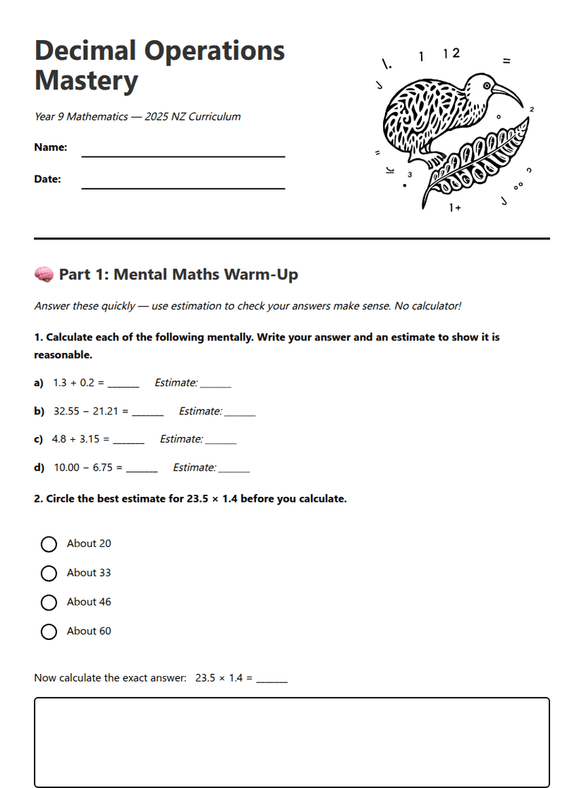 Decimal Operations Mastery