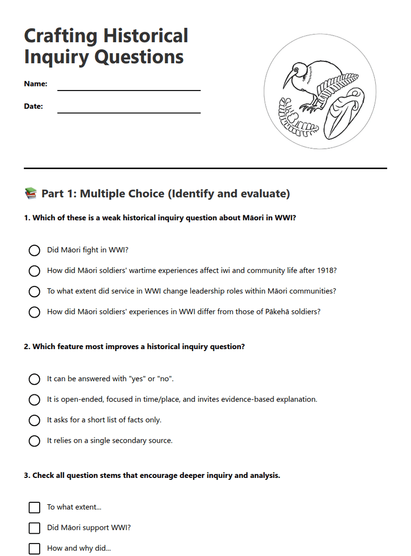 Crafting Historical Inquiry Questions