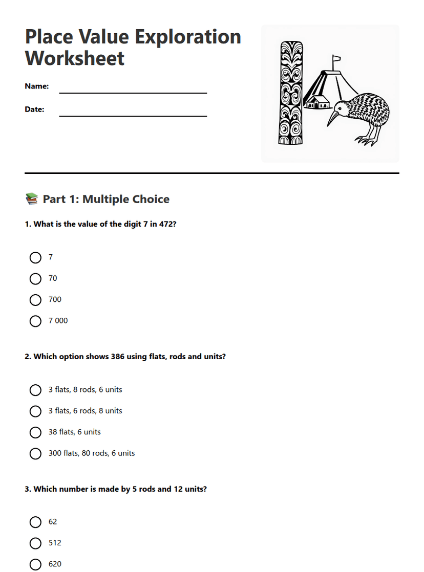 Place Value Exploration Worksheet