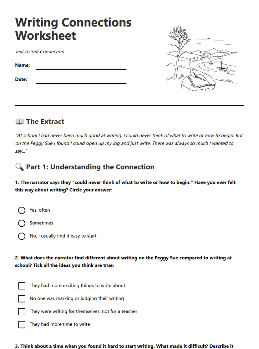 Writing Connections Worksheet