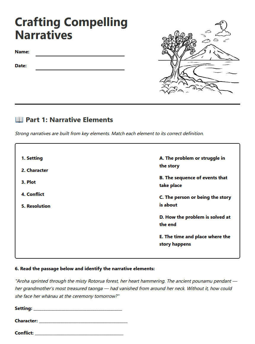 Crafting Compelling Narratives worksheet preview