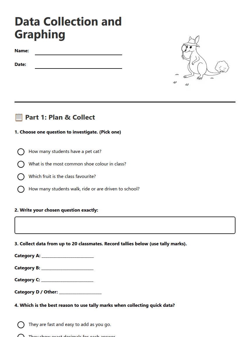 Data Collection and Graphing worksheet preview