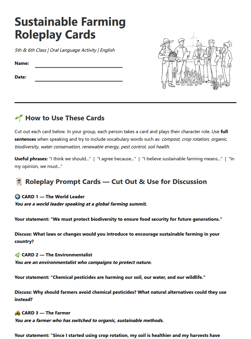 Sustainable Farming Roleplay Cards
