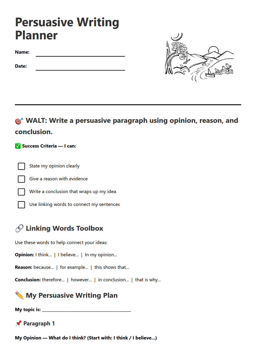Persuasive Writing Planner