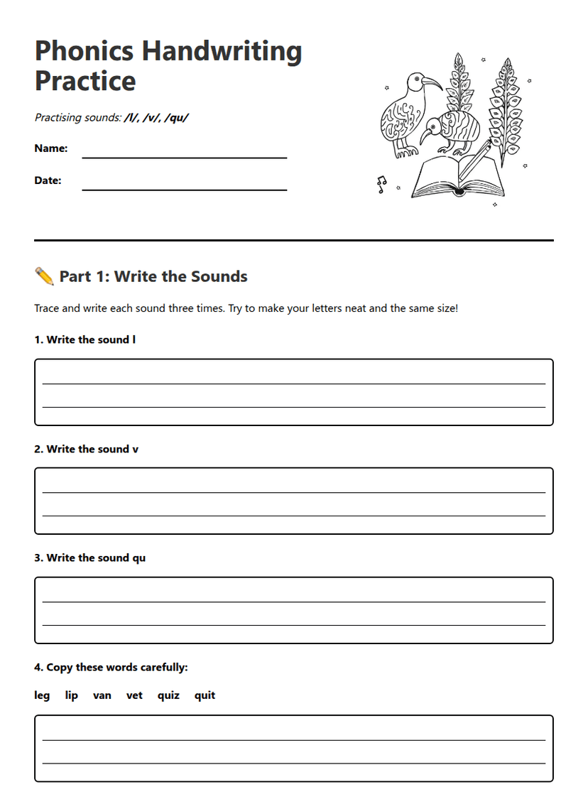 Phonics Handwriting Practice
