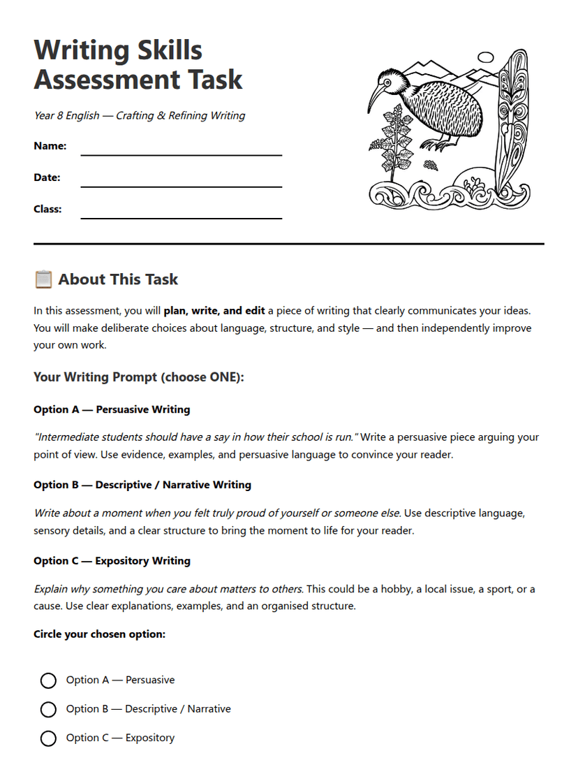 Writing Skills Assessment Task