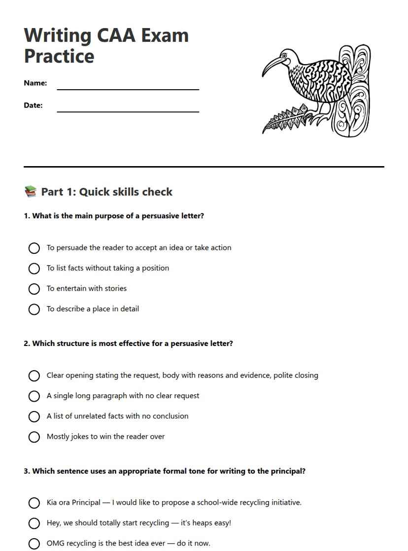 Writing CAA Exam Practice