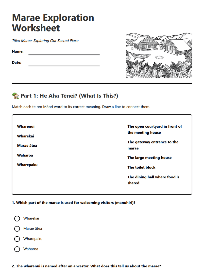 Marae Exploration Worksheet
