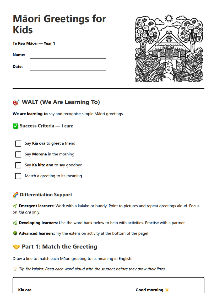 Māori Greetings for Kids