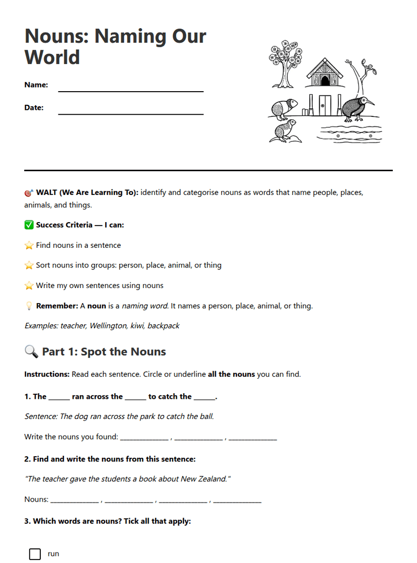 Nouns: Naming Our World
