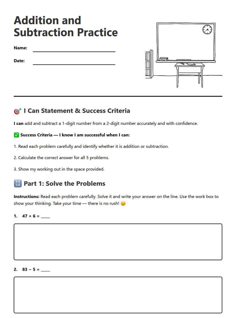 Addition and Subtraction Practice