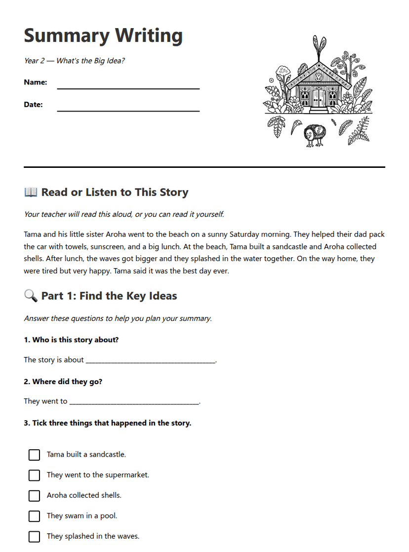 Summary Writing for Year 2