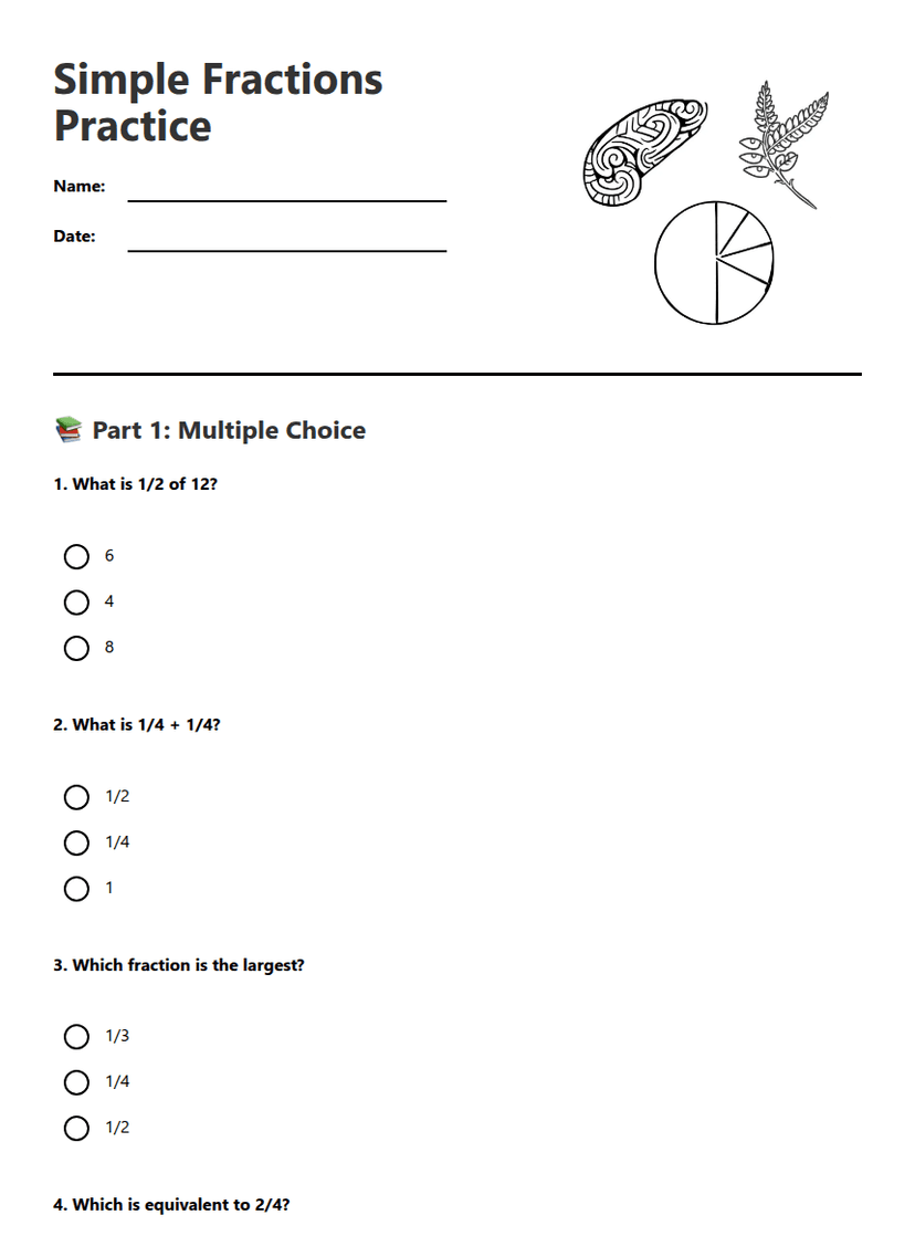 Simple Fractions Practice