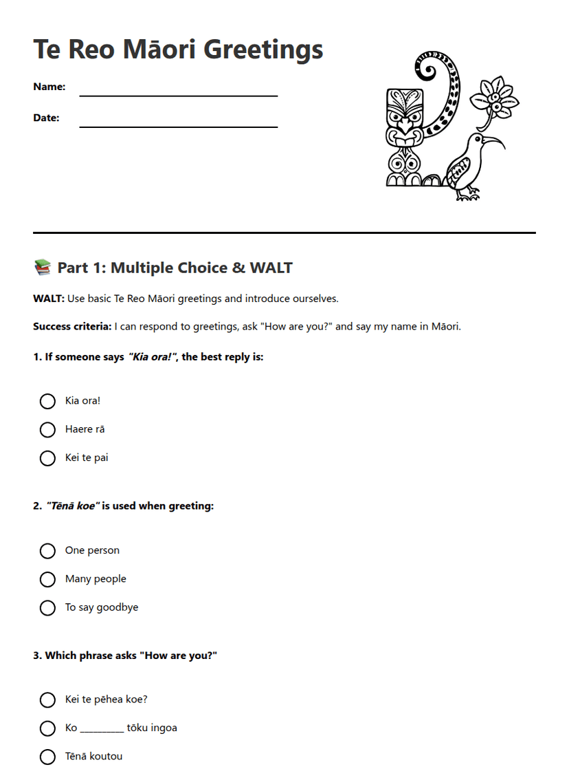 Te Reo Māori Greetings