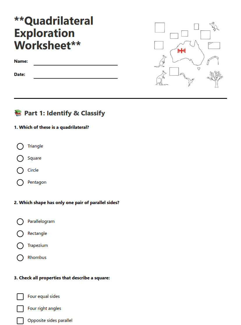 Quadrilateral Exploration Worksheet