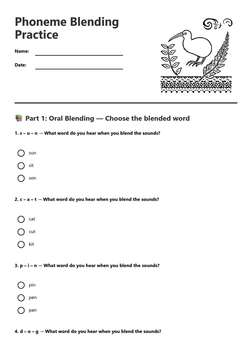 Phoneme Blending Practice