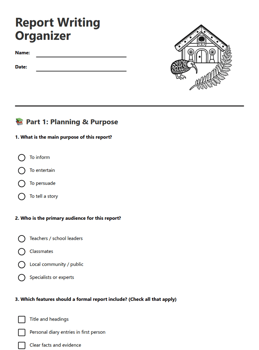 Report Writing Organizer