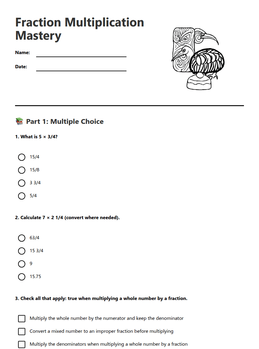 Fraction Multiplication Mastery worksheet preview