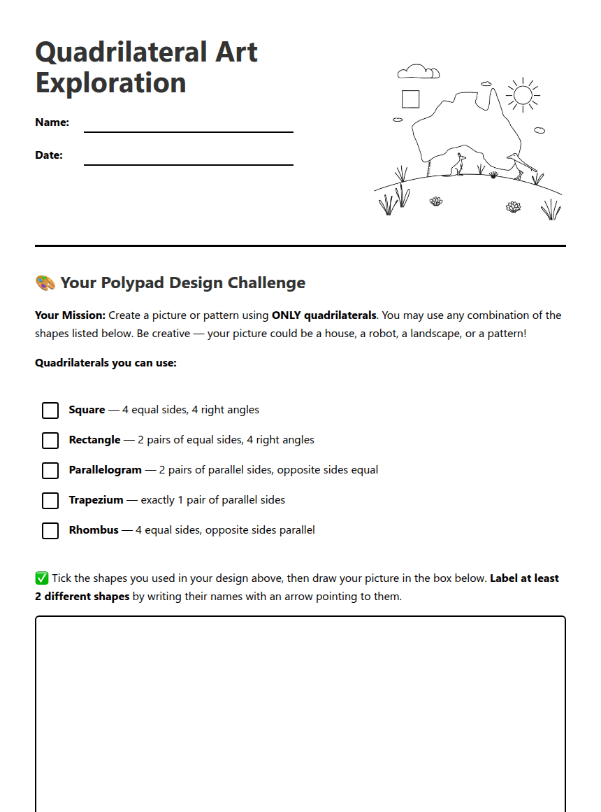 Quadrilateral Art Exploration worksheet preview