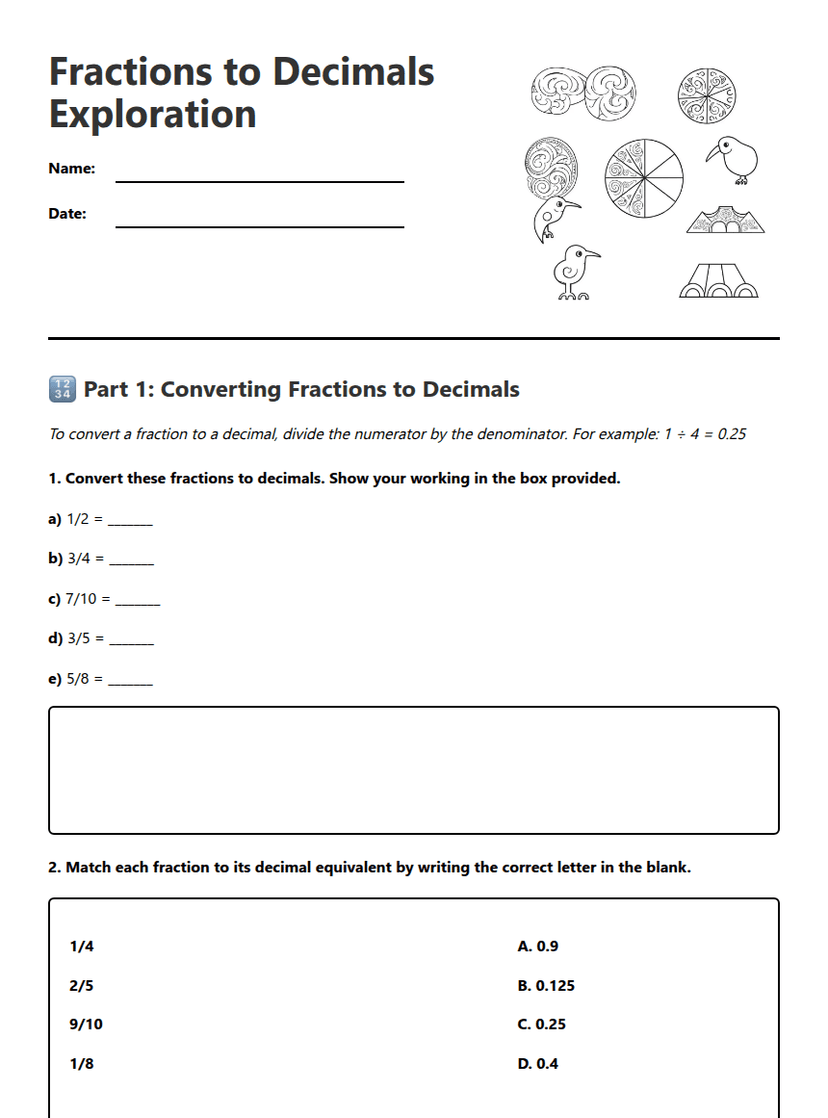Fractions to Decimals Exploration
