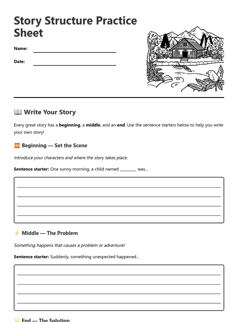 Story Structure Practice Sheet