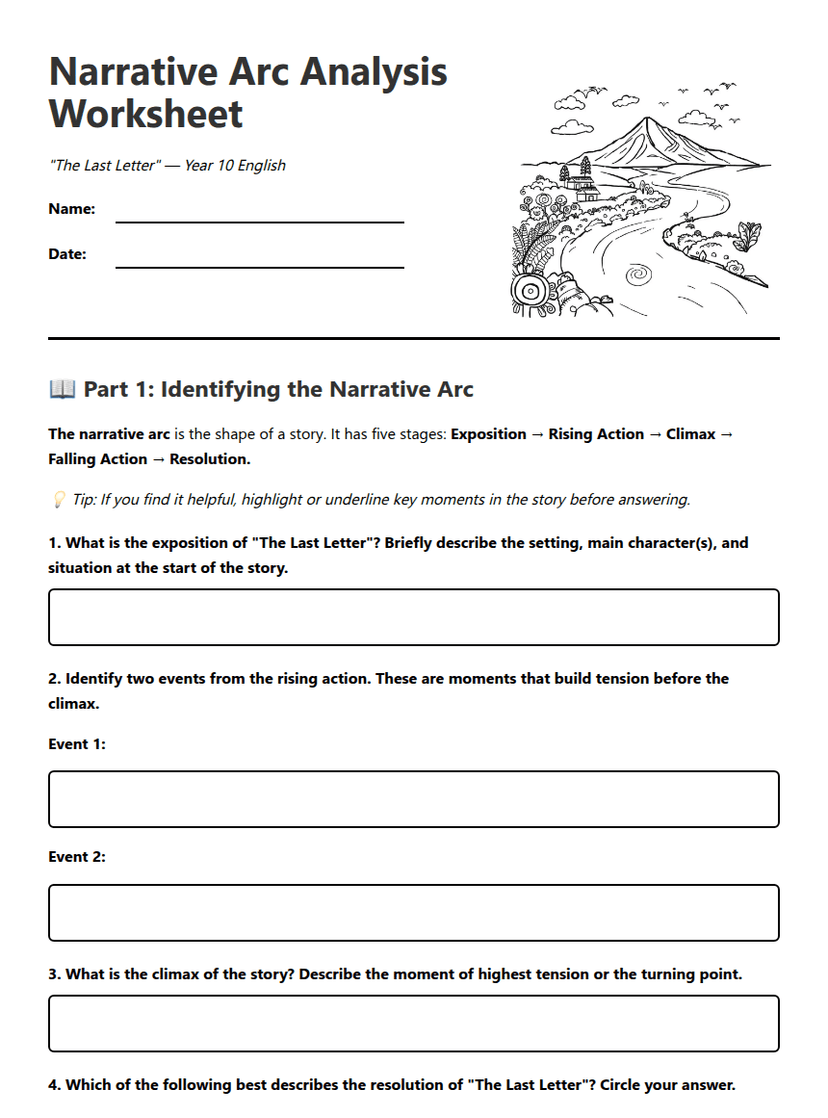 Narrative Arc Analysis Worksheet