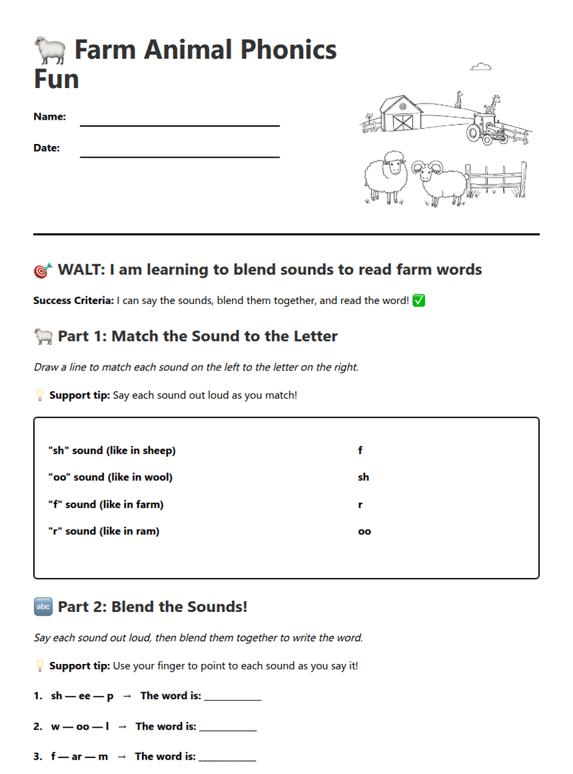 Farm Animal Phonics Fun