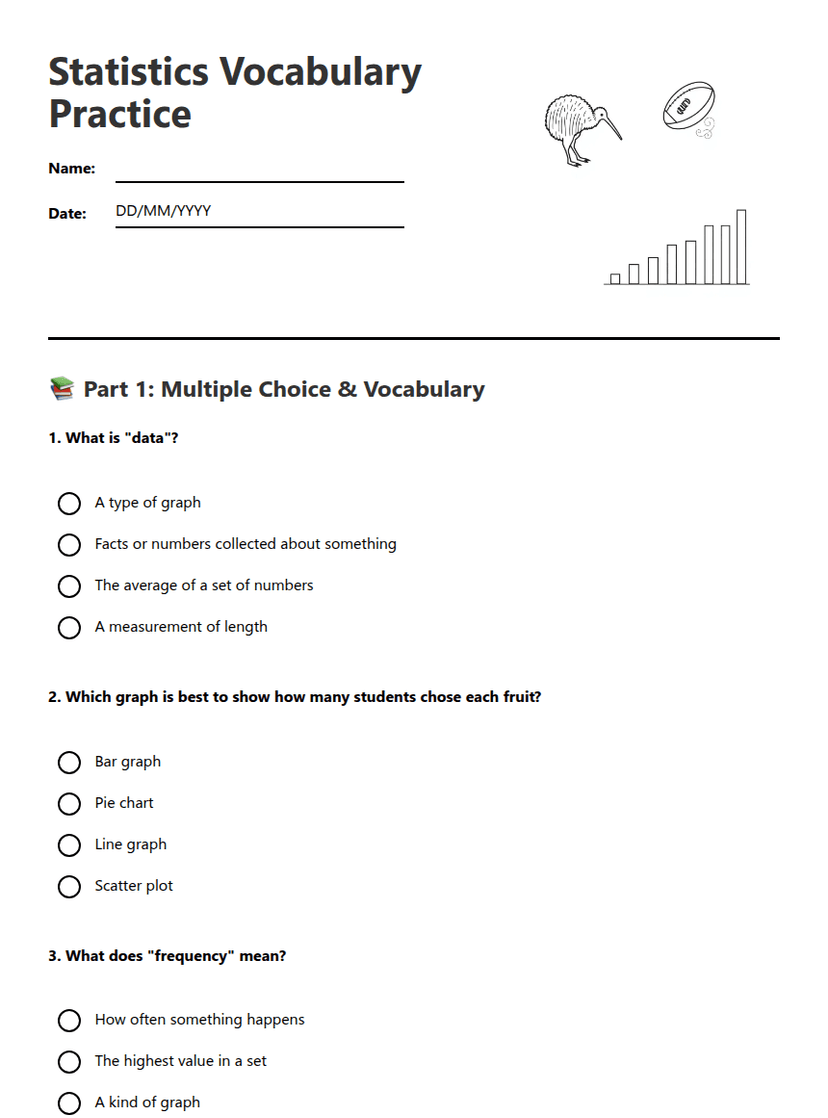 Statistics Vocabulary Practice