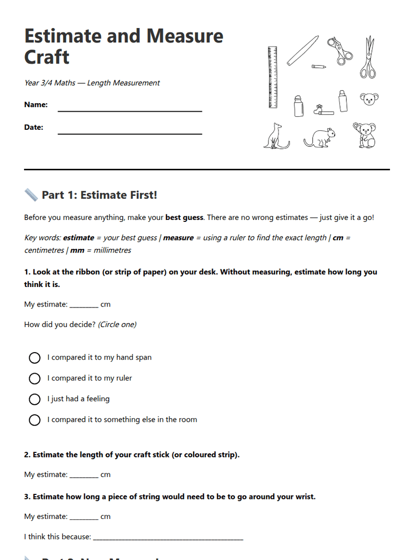 Estimate and Measure Craft