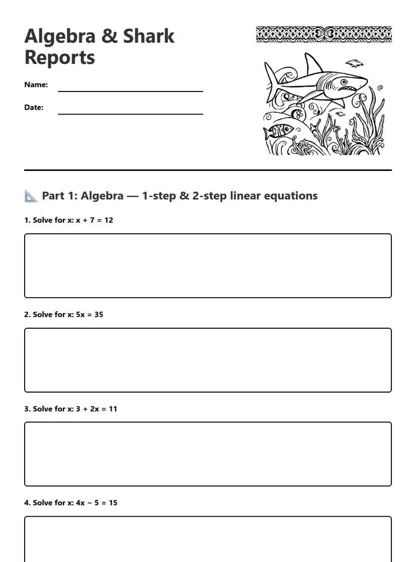 Algebra & Shark Reports