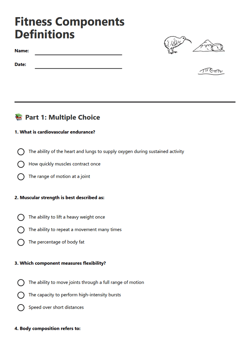 Fitness Components Definitions