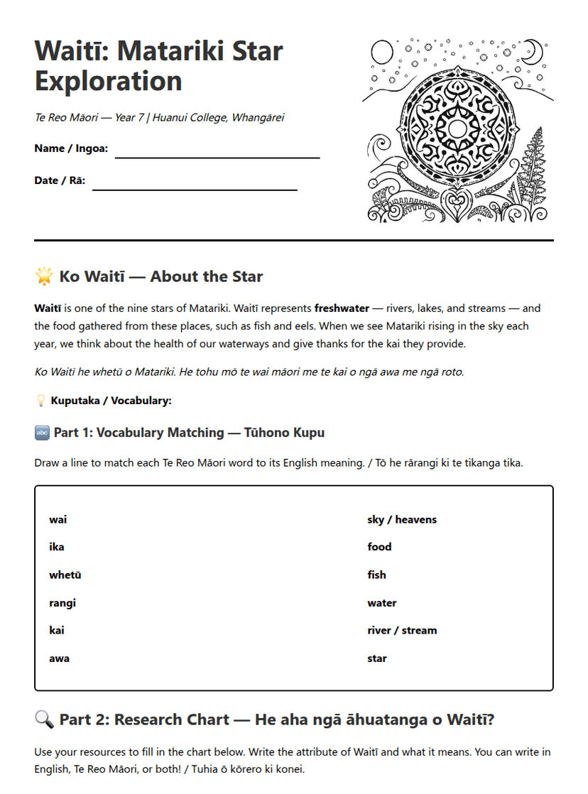 Waitī: Matariki Star Exploration