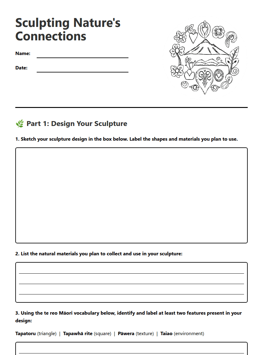 Sculpting Nature's Connections worksheet preview