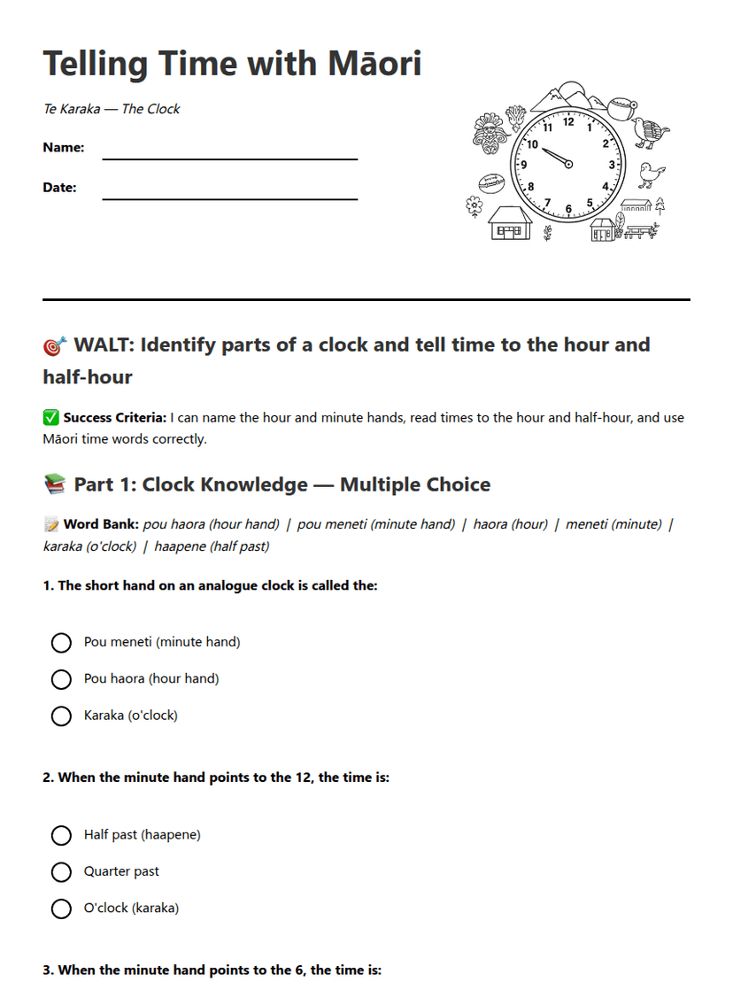 Telling Time with Māori