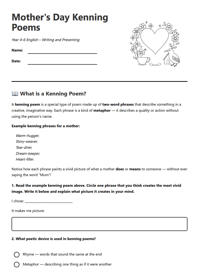Mother's Day Kenning Poems