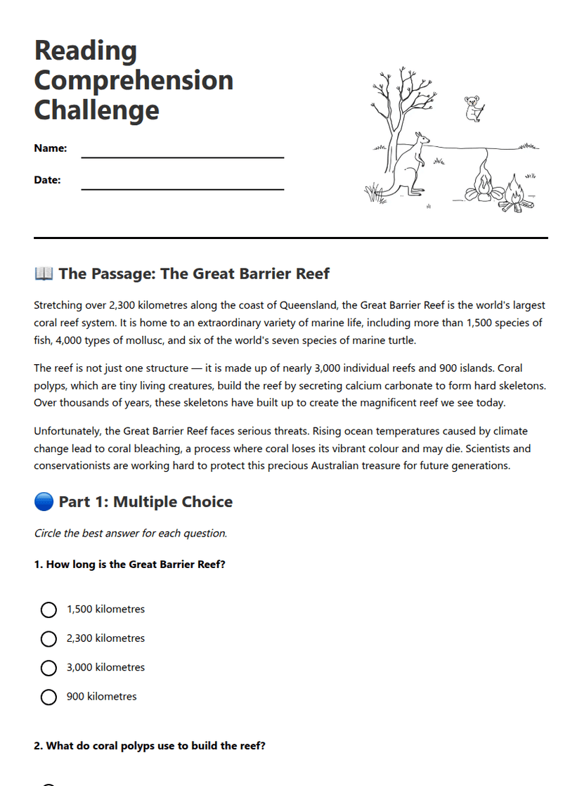 Reading Comprehension Challenge