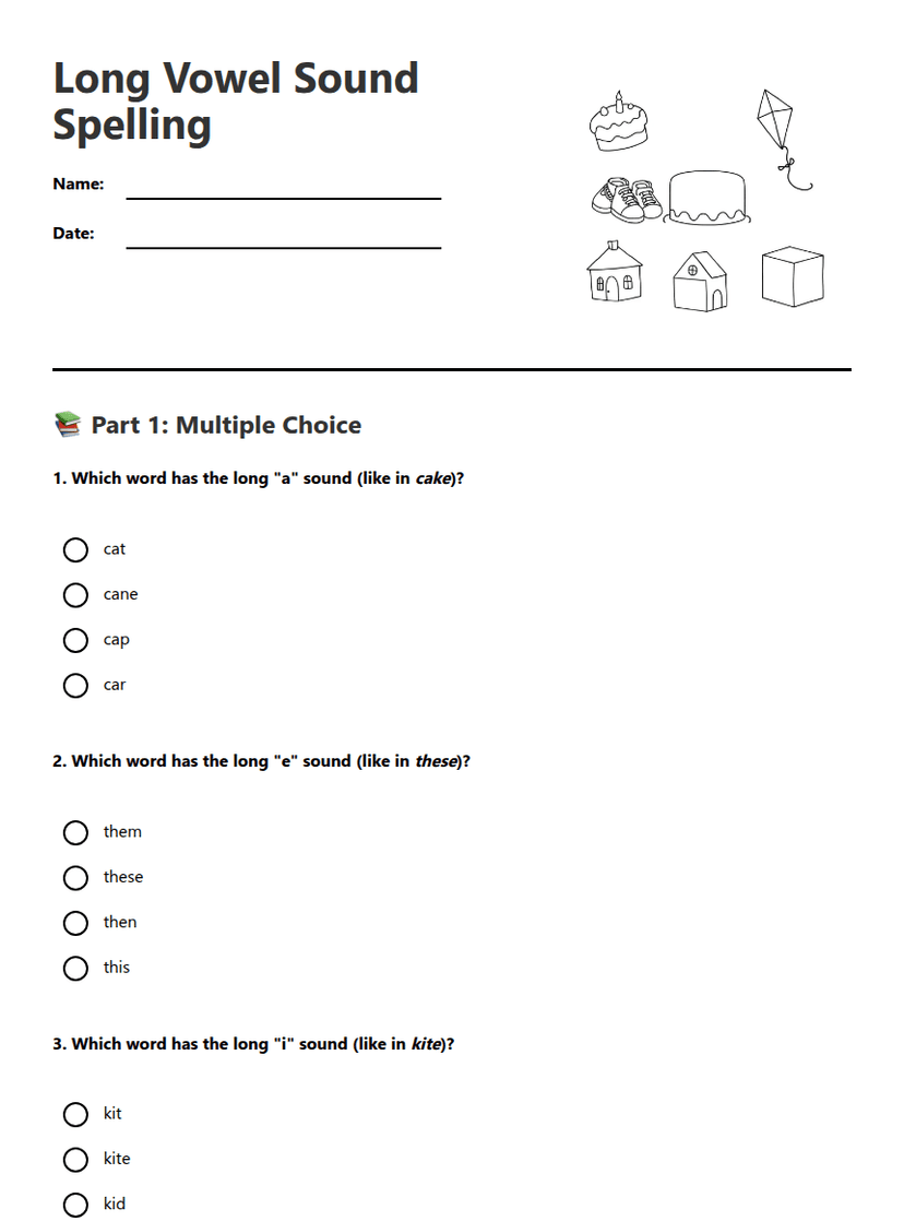 Long Vowel Sound Spelling