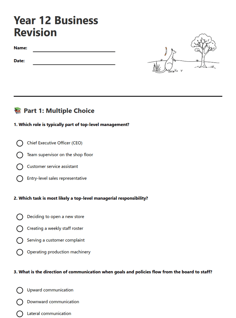 Year 12 Business Revision