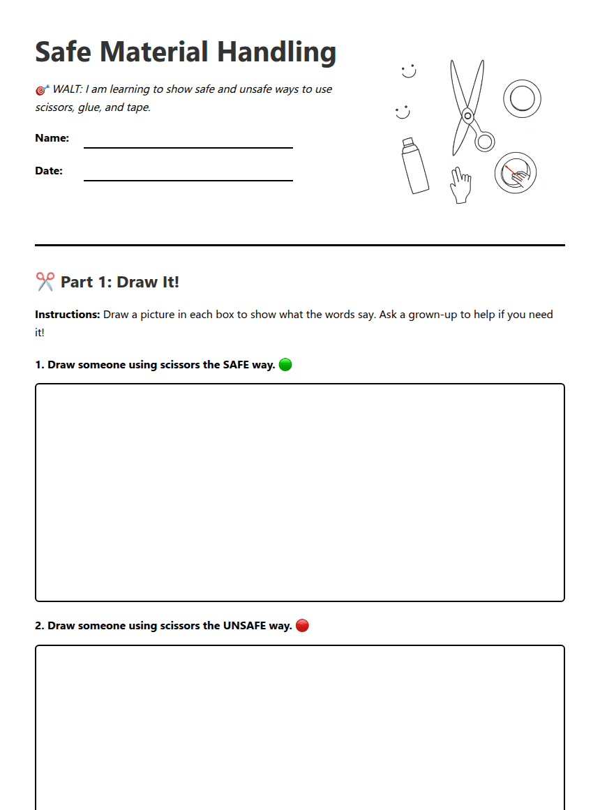 Safe Material Handling Worksheet worksheet preview