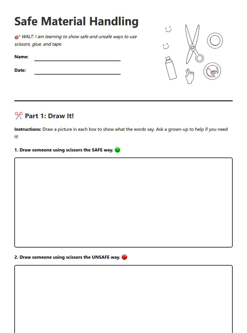 Safe Material Handling Worksheet