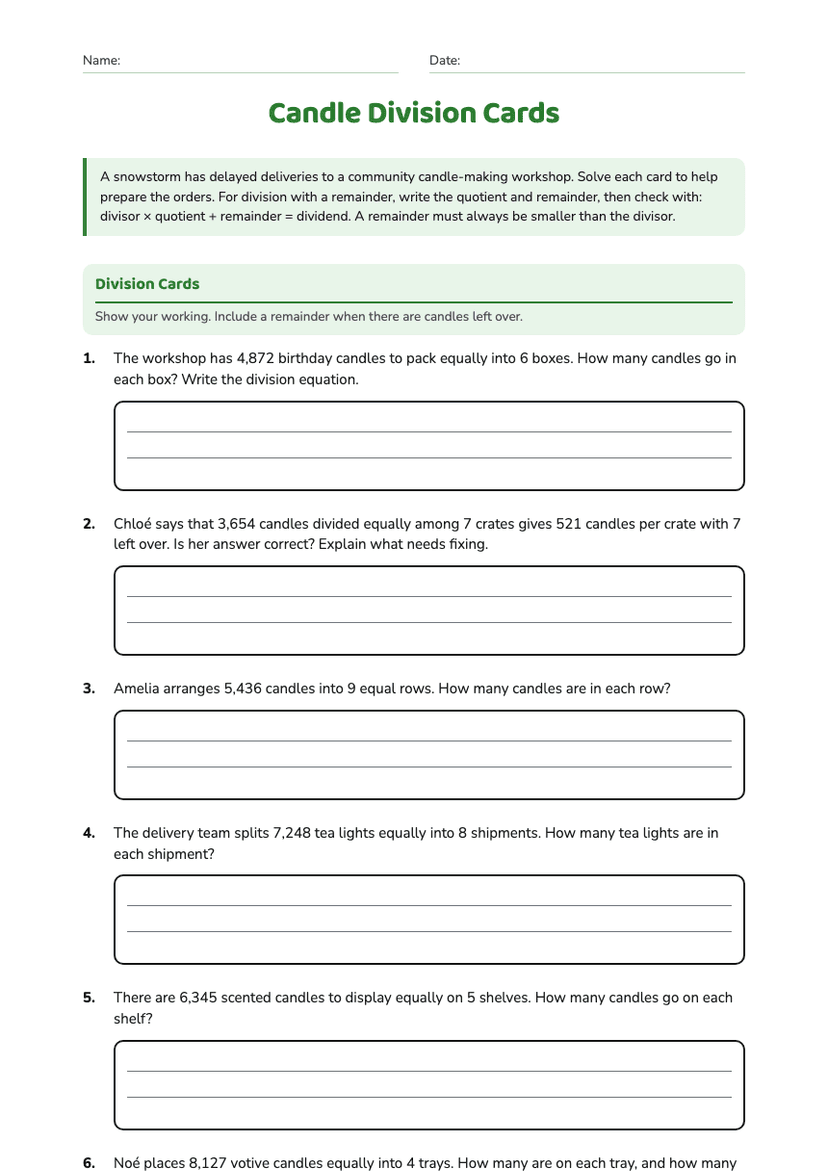 Candle Division Cards