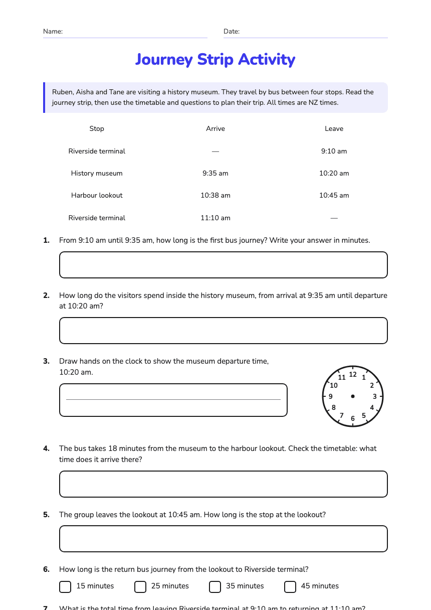 Journey Strip Activity worksheet preview