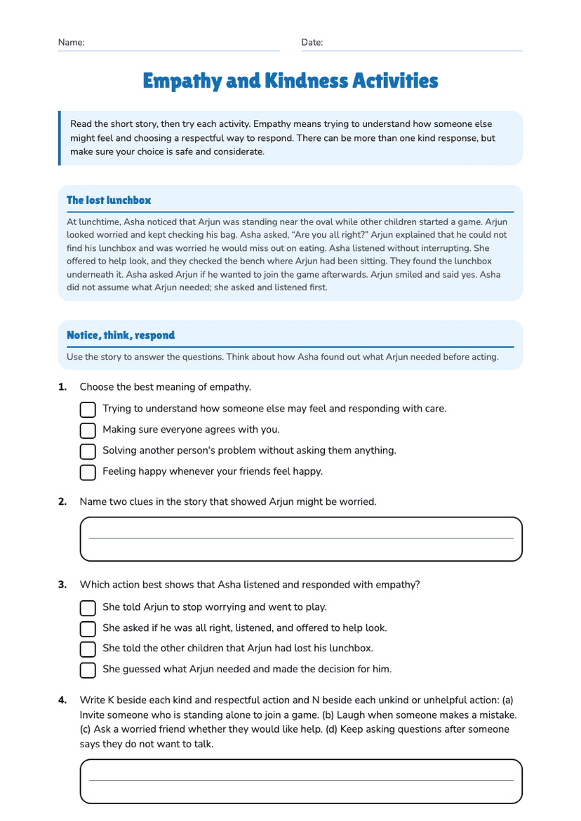 Empathy and Kindness Activities