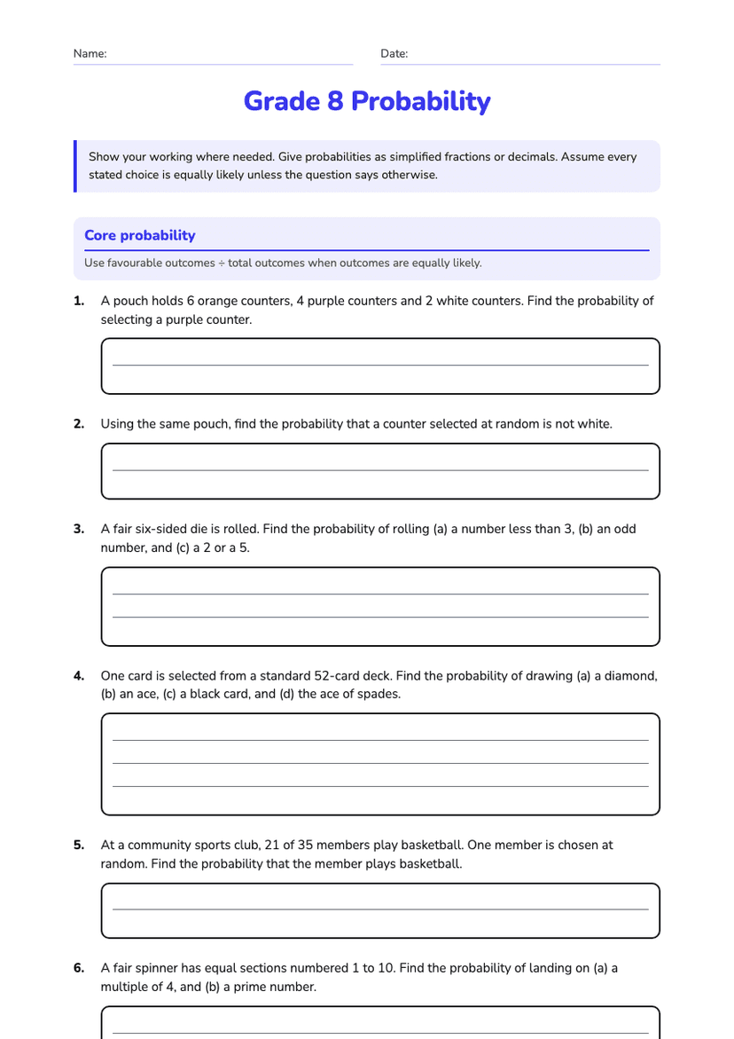 Grade 8 Probability