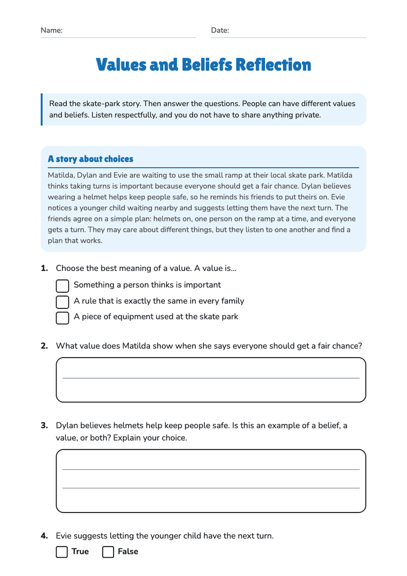 Values and Beliefs Reflection