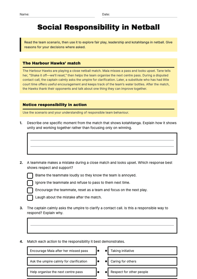 Social Responsibility in Netball