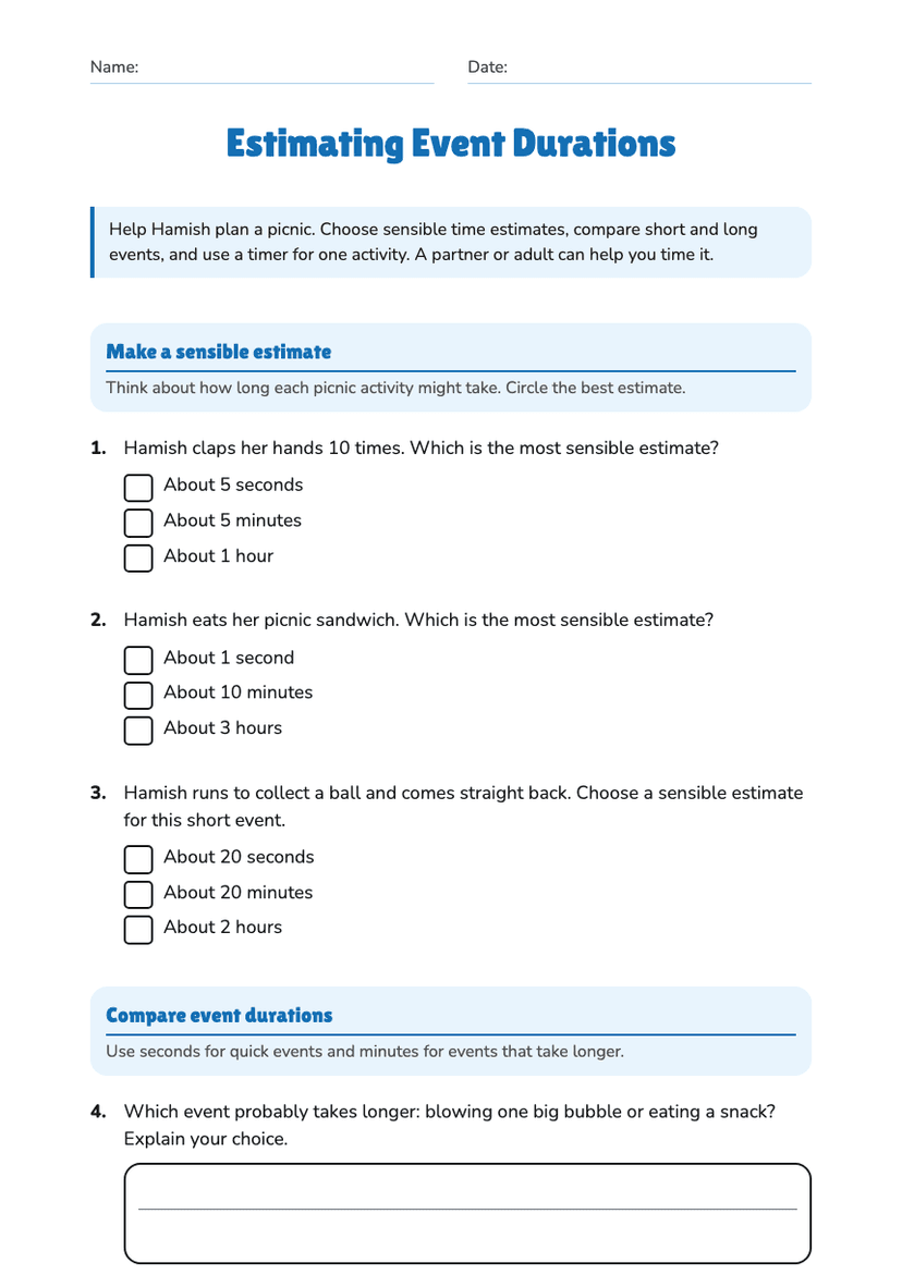 Estimating Event Durations